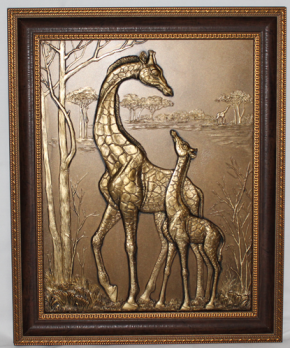 Картина из скульптурного гипса Жирафы